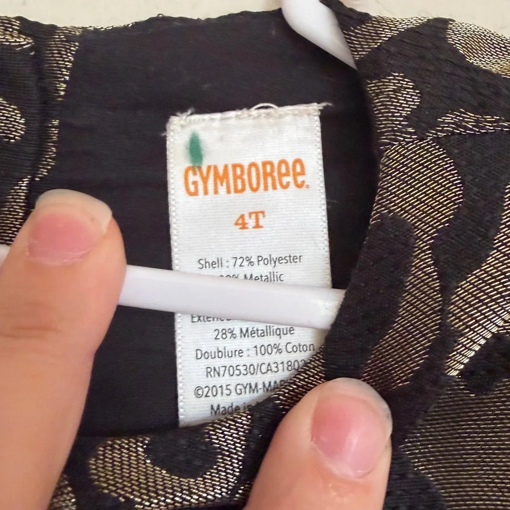 Gymboree Girls Metallic Leopard Print Dress Gold Black Brocade Holiday 4T